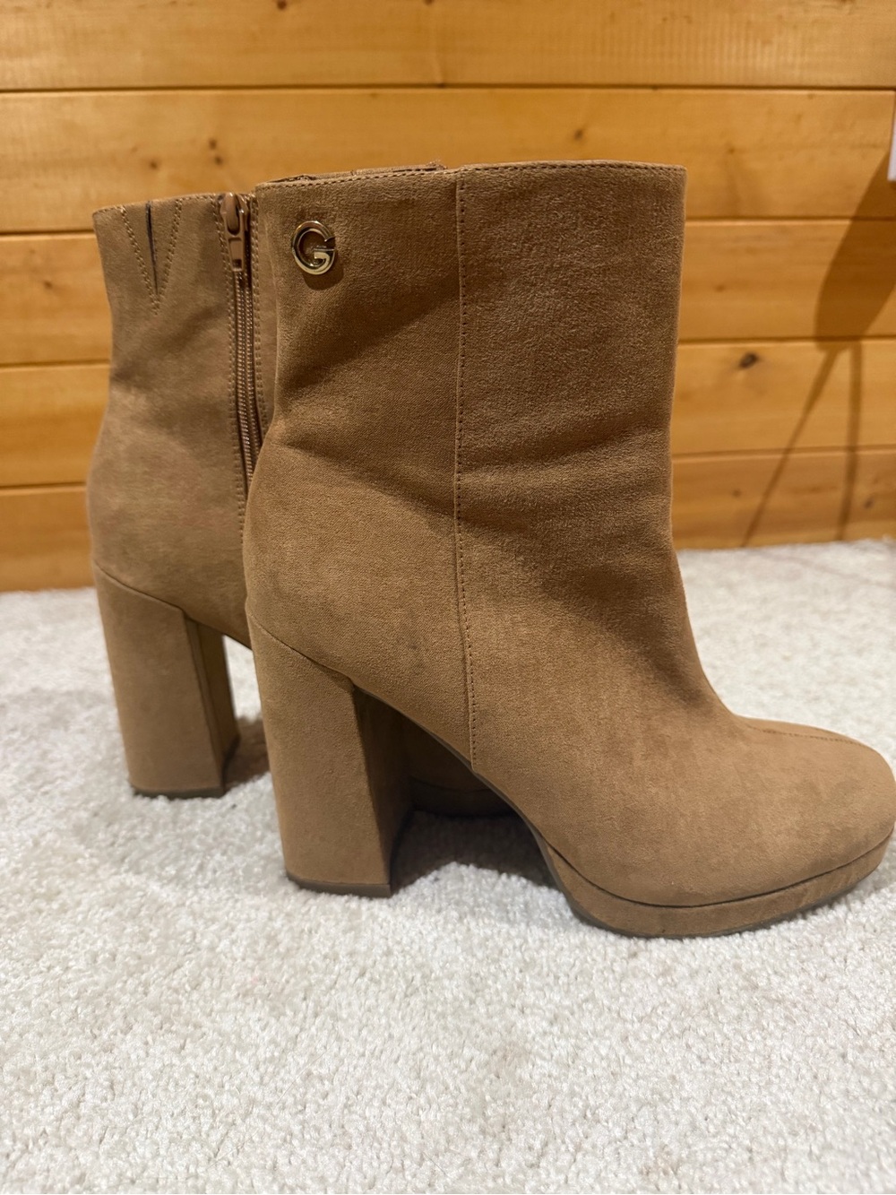 Gbg Los Angelas Suede Block Heel Ankle Boots - Tan